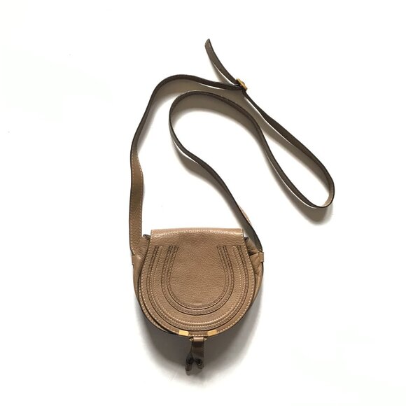 Chloe Marcie Small Crossbody Shoulder Saddle Bag Purse Womens Brown Leather - Picture 4 of 15